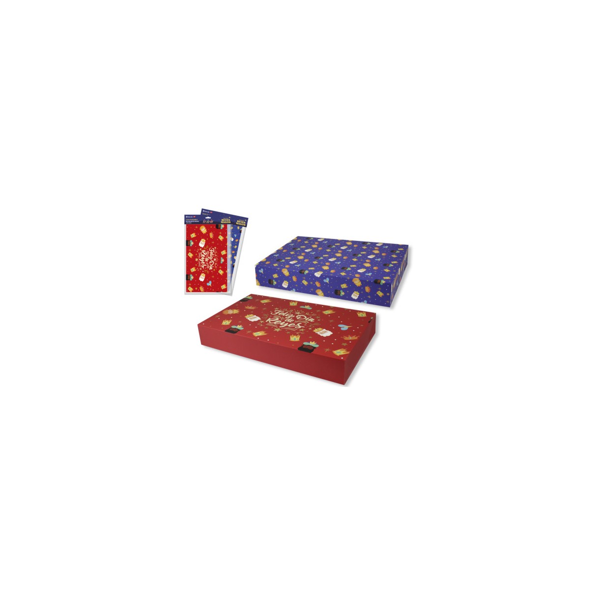 CAJA PLEGABLE REYES MAGOS 43x26x65 CM COLORES SURTIDOS BISMARK 333604