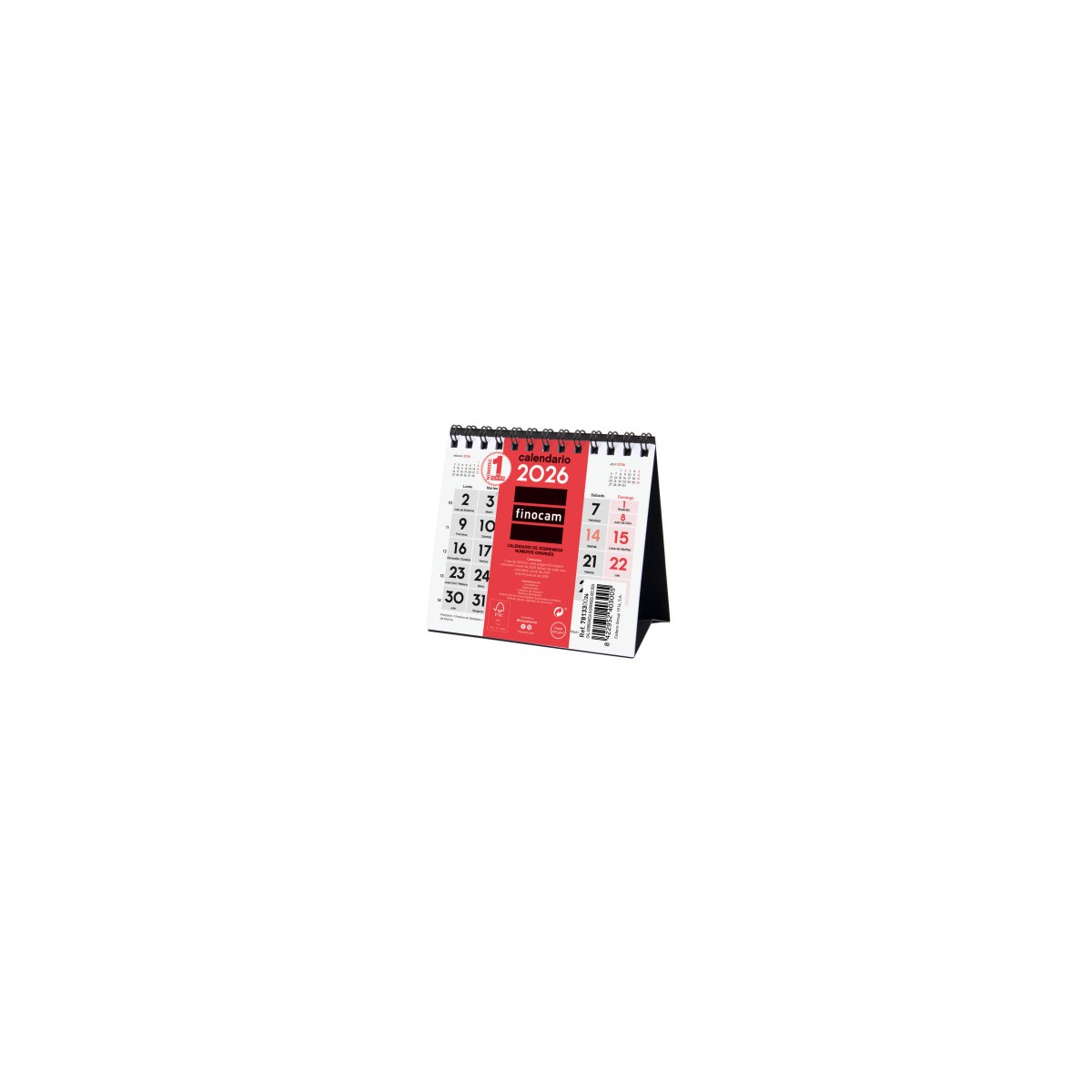 CALENDARIO 2026 SOBREMESA NEUTRO NUMEROS GRANDES XXS 110X100MM FINOCAM 781330026