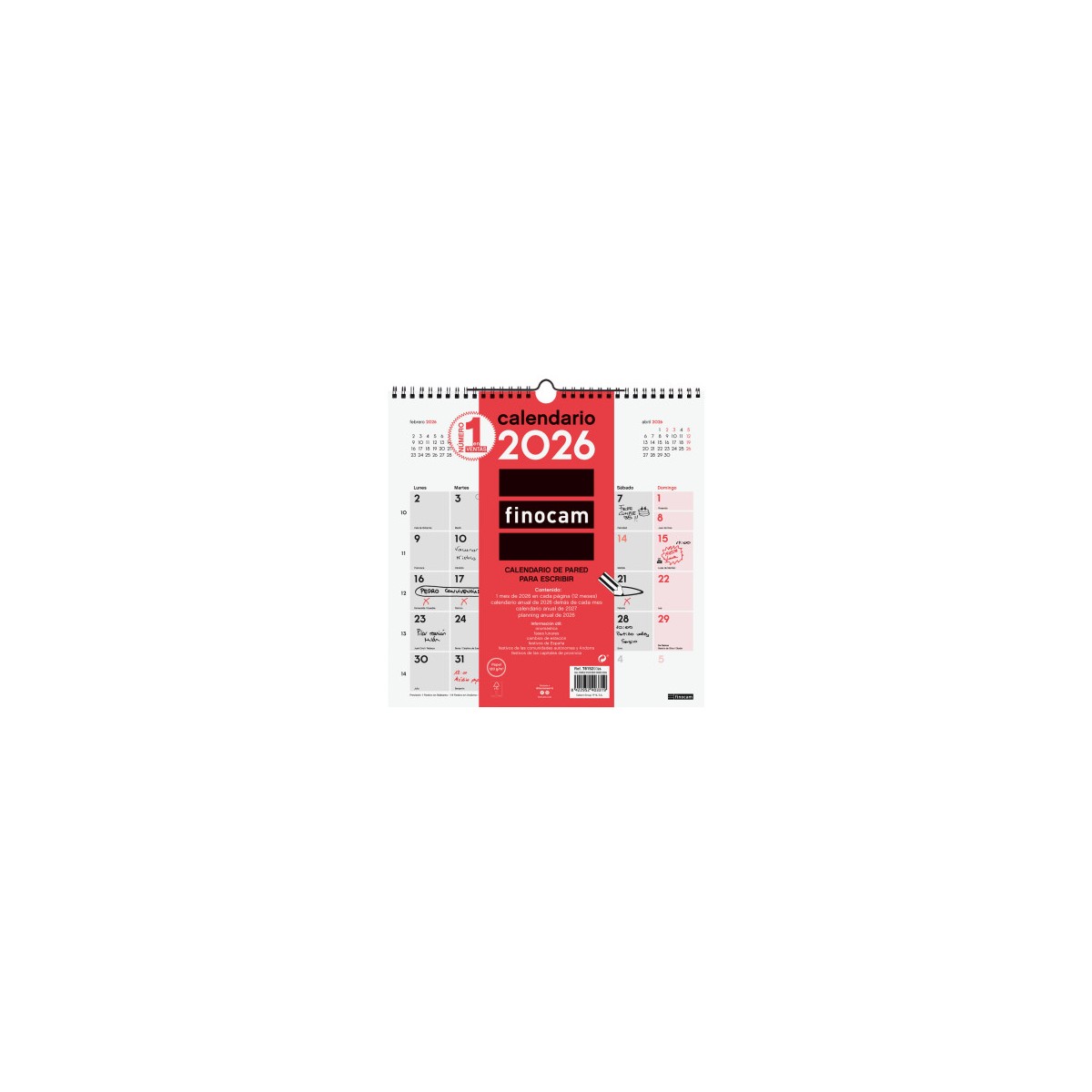 CALENDARIO 2026 NEUTRO PARED ESCRIBIR 300X300MM FINOCAM 781520026