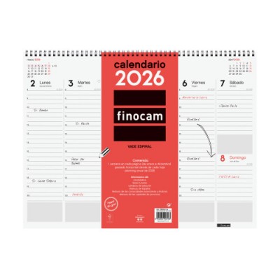 VADE 2026 ESPIRAL SEMANA VISTA VERTICAL 420X310MM FINOCAM 780260026