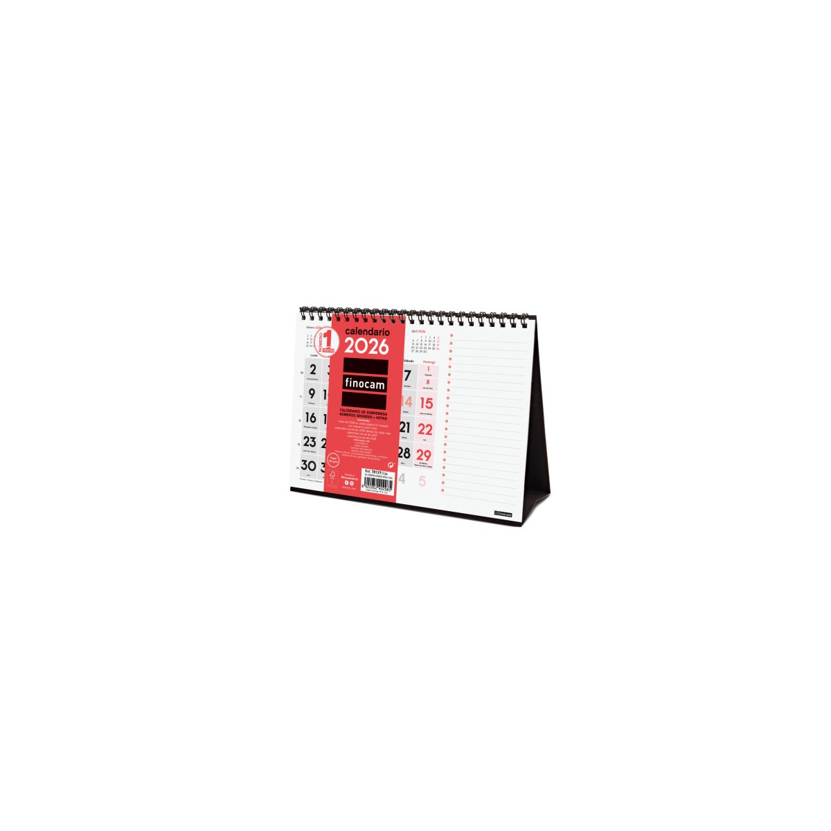 CALENDARIO 2026 SOBREMESA NEUTRO NUMEROS GRANDESNOTAS S 210X150MM FINOCAM 781370026