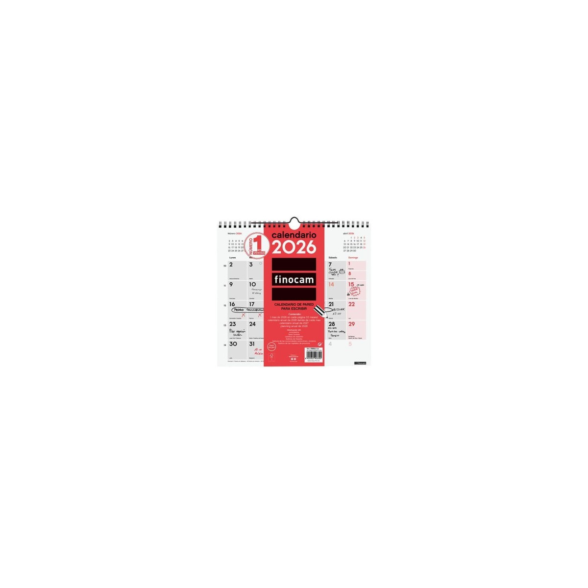 CALENDARIO 2026 NEUTRO PARED ESCRIBIR M 265X245MM FINOCAM 780060026