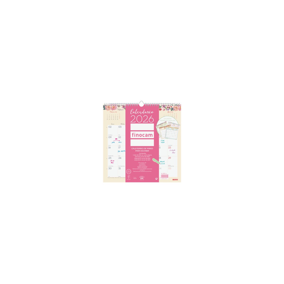 CALENDARIO 2026 PARED TRENDY DESIGN ESCRIBIR 300x300MM FINOCAM 787530126
