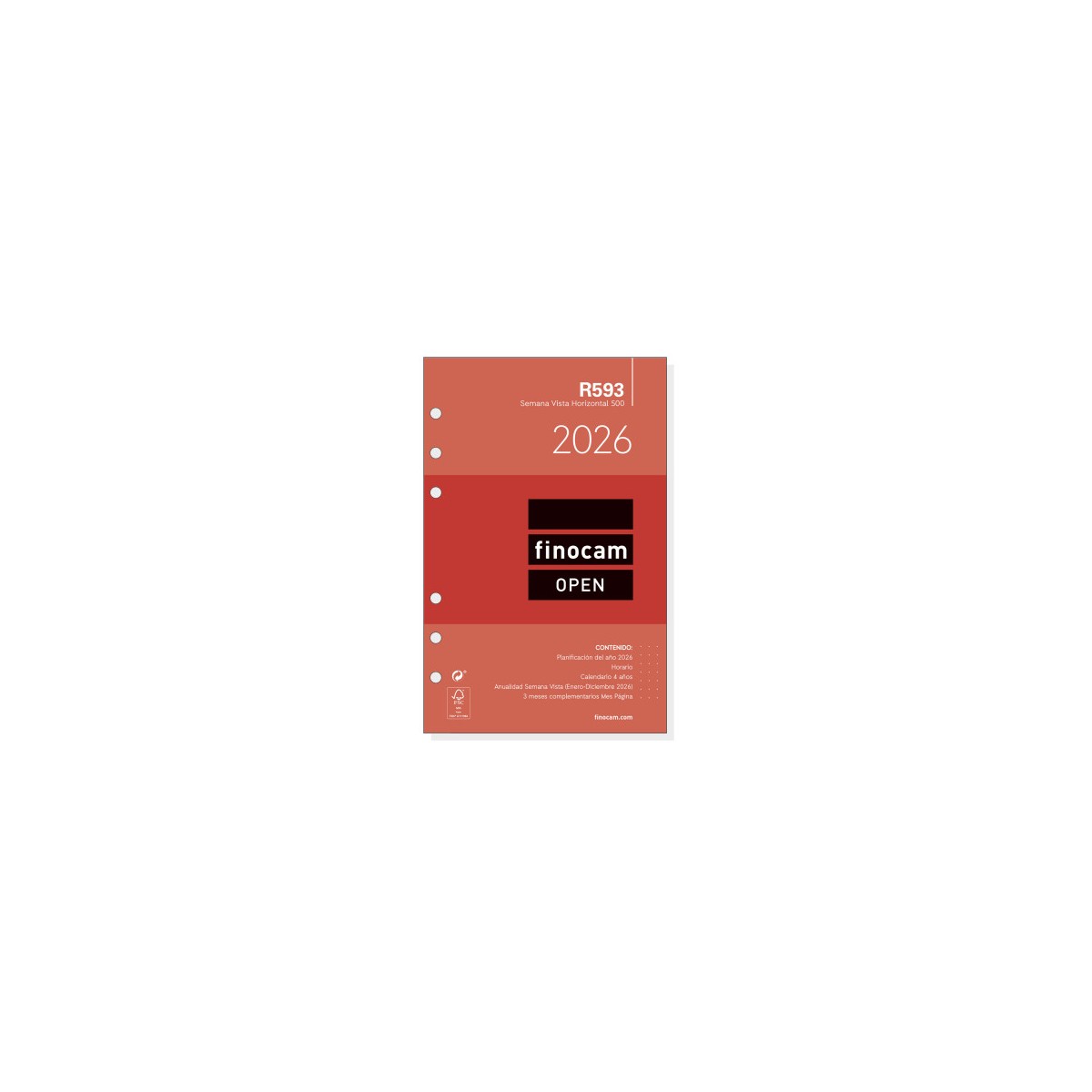 RECAMBIO ANUAL 2026 R593 OPEN500 117X181MM SEMANA VISTA HORIZONTAL FINOCAM 711580026