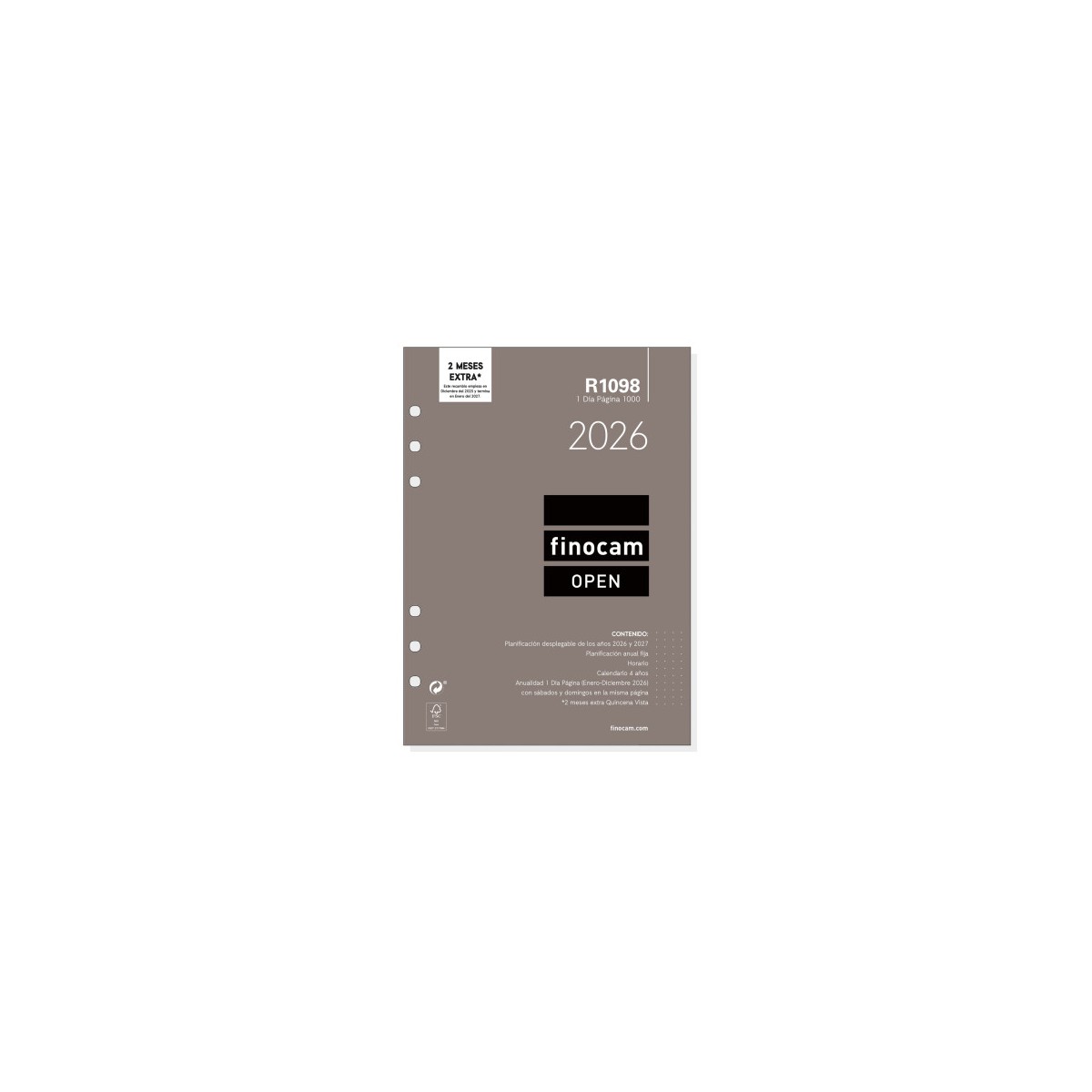 RECAMBIO ANUAL 2026 R1098 OPEN1000 155X215MM DIA PAGINA FINOCAM 711680026