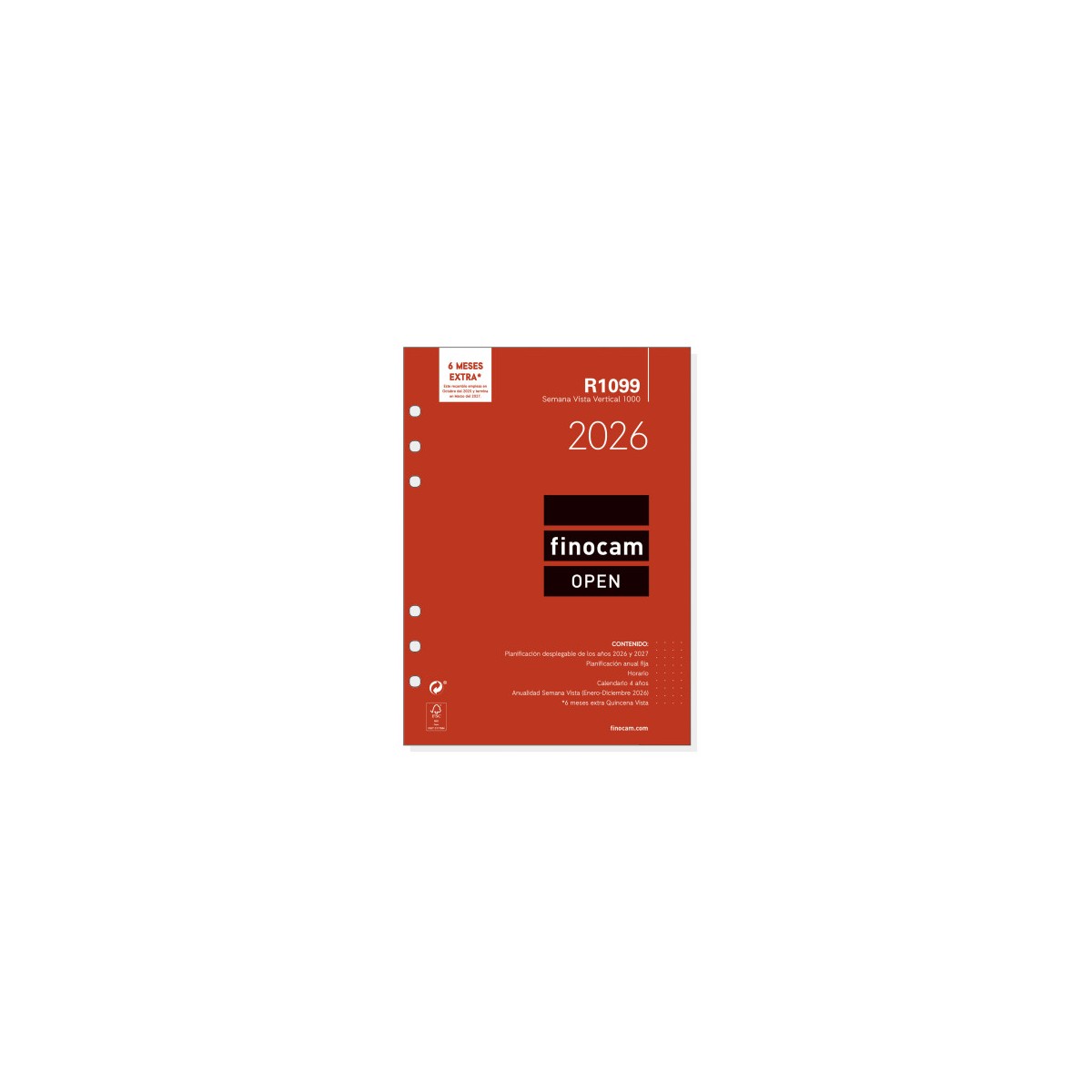 RECAMBIO ANUAL 2026 R1099 OPEN1000 155X215MM SEMANA VISTA VERTICAL FINOCAM 711520026