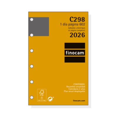RECAMBIO ANUAL 2026 C298 CLASSIC602 73X114MM DIA PAGINA FINOCAM 201310026