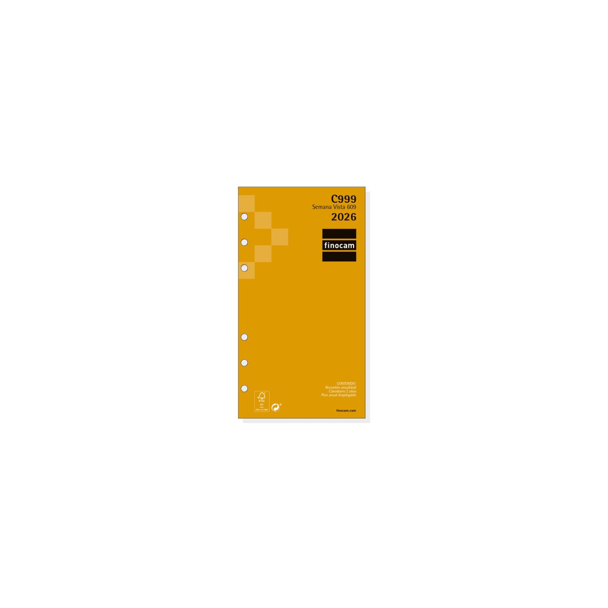RECAMBIO ANUAL 2026 C999 CLASSIC609 94X171MM SEMANA VISTA HORIZONTAL FINOCAM 201260026