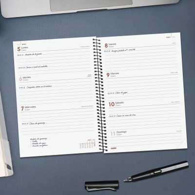 AGENDA 2026 BASIC OPAQUE E10 155X212MM SEMANA VISTA HORIZONTAL BURDEOS FINOCAM 742767426