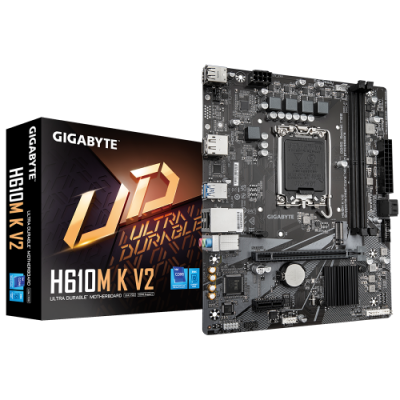 GIGABYTE H610M K V2 Placa base Procesadores Intel Core 14ª generacion hasta 5600 MHz DDR5 1xPCIe 30 M2 LAN 1GbE USB 32 Gen 1