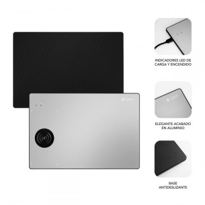SUBBLIM Alfombrilla con cargador Inalambrico Mousepad Wireless Charger Aluminum Silver 10W SUBBLIM Alfombrilla con cargador Inalambrico Mousepad Wireless Charger Aluminum Silver 10W