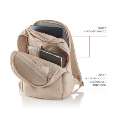 MOCHILA MEDIANA COLOR BEIGE BAG TO WORK MIQUELRIUS MR19564 MOCHILA MEDIANA COLOR BEIGE BAG TO WORK MIQUELRIUS MR19564