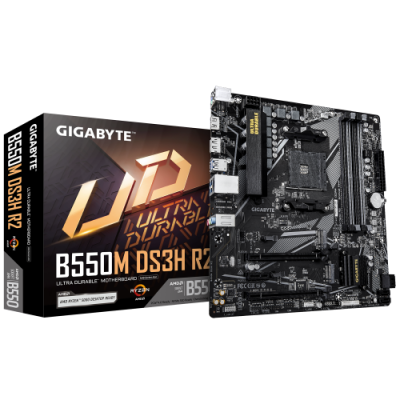 GIGABYTE B550M DS3H R2 Placa base Procesadores AMD Ryzen 5000 VRM de 53 fases hasta 4733 MHz DDR4 OC 1x M2 PCIe 40 1x M2 PCIe 3