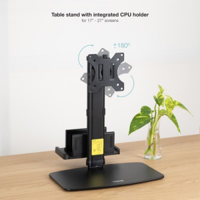 TooQ Soporte de mesa para pantallas 17 27 con soporte integrado para CPU Ligera