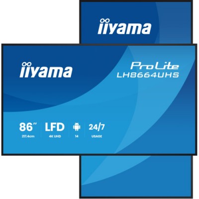 iiyama LH8664UHS B3AG pantalla de senalizacion Pantalla plana para senalizacion digital 217 m 856 Wifi 450 cd m 4K Ultra HD Neg