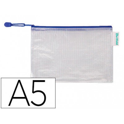 PACK DE 8 BOLSAS ZIPPER MULTIUSOS PVC CON CIERRE CREMALLERA A5 COLOR AZUL TARIFOLD 509021
