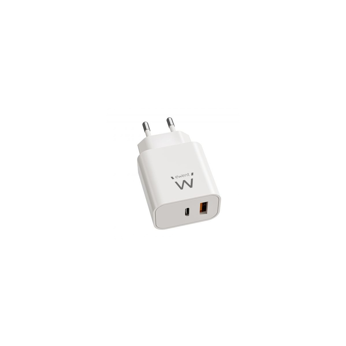 Ewent Cargador Rapido GaN de 20W USB C PD y USB A QC Diseno Compacto