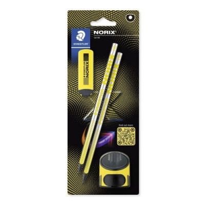 BLISTER CON 2 LaPICES DE GRAFITO NORIX HB AFILALaPICES Y GOMA AMARILLO STAEDTLER 181 SBK2 1