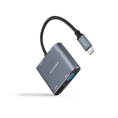 NANOCABLE CONVERSOR USB C MACHO A HDMI HEMBRA VGA HEMBRA USB30 Y USB C PD