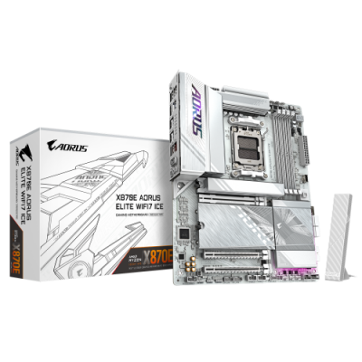 PLACA GIGABYTE X870E A ELITE WIFI7 ICE BLANCOAMDAM5X870E4DDR5256GB1HDMI1FHDMI2USB44SATA34M225GBLANWIFI7BT546USB32TBATX