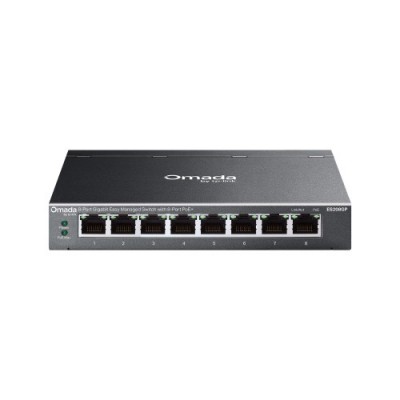 TP Link Omada ES208GP switch Gestionado L2 Gigabit Ethernet 10 100 1000 Energia sobre Ethernet PoE DIN rail Negro