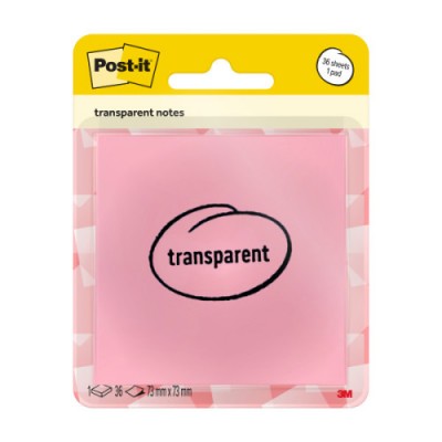 BLISTER 36 HOJAS NOTAS TRANSPARENTES 600 1TRSPO 73X73 MM NARANJA PASTEL POST IT 7100394468
