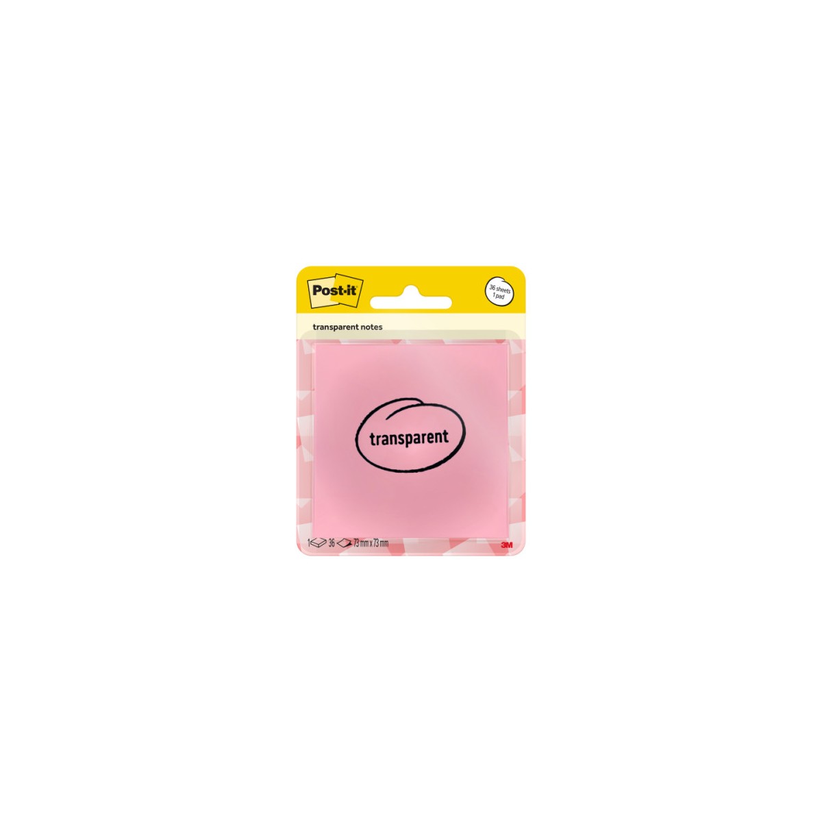 BLISTER 36 HOJAS NOTAS TRANSPARENTES 600 1TRSPO 73X73 MM NARANJA PASTEL POST IT 7100394468