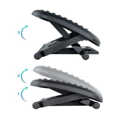 TooQ Reposapies Ajustable en Altura e Inclinacion Negro