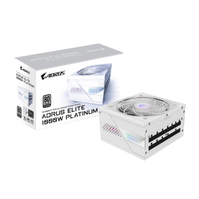 GIGABYTE AORUS ELITE P1000W ICE Fuente de Alimentacion PCIe 50 80 PLUS Platinum Diseno completamente modular Ventilador de 120 