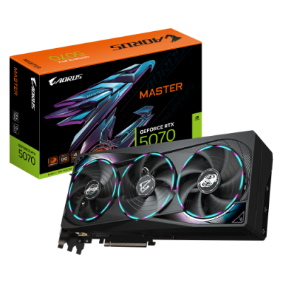 GIGABYTE AORUS GeForce RTX 5070 MASTER 12G Tarjeta Grafica 12GB GDDR7 192 bits PCI E 50 XXXX MHz Core Clock 3 x DP 21a 1 x HDMI