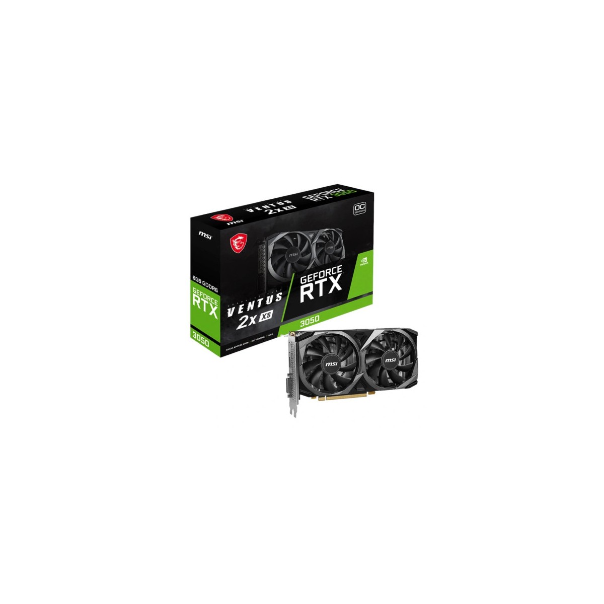 VGA MSI RTX 3050 VENTUS 2X XS 8G OCNVRTX3050GDDR68GB128BITHDMI3DPTORX FAN 302 VENTILADORES