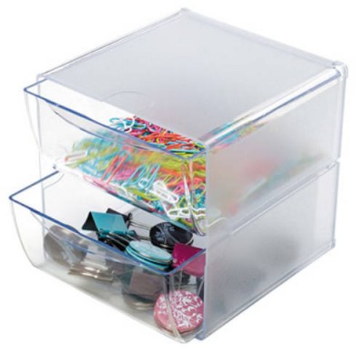 ORGANIZADOR MODULAR CON DOS CAJONES DE 165X145X7 TRANSPARENTE DEFLECTO 350101