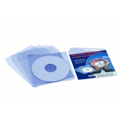 CAJA 100 FUNDAS PVC CRISTAL CD DVD 125x125MM SOLAPA IBERPLAS 479D100