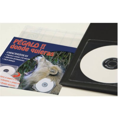 CAJA 100 FUNDAS ADHESIVAS CD DVD PVC CRISTAL 100 MICRAS IBERPLAS 479ACD100