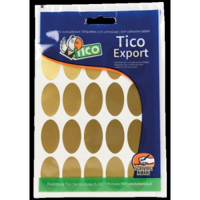 PAQUETE 10 HOJAS ETIQUETAS SATINADAS ORO 36X20 MM TICO E GL 3620