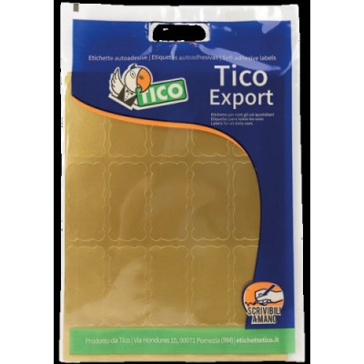 PAQUETE 10 HOJAS ETIQUETAS SATINADAS ORO 45X21 MM TICO E GL 4521