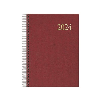 AGENDA 2024 SEGOVIA ESPIRAL DiA PaGINA 14 X 20 CM COLOR BURDEOS DOHE 12734 24