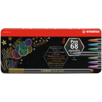 ESTUCHE METAL 6 UNIDADES PEN 68 METALLIC COLORES SURTIDOS STABILO 6808 8 31