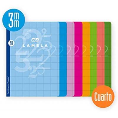 LIBRETA CUARTO 50 HOJAS RAYADO 3 MM COLORES SURTIDOS LAMELA 06C003