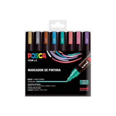 ESTUCHE 8 UDS PC 5M METAL POSCA UNIBALL 182634680