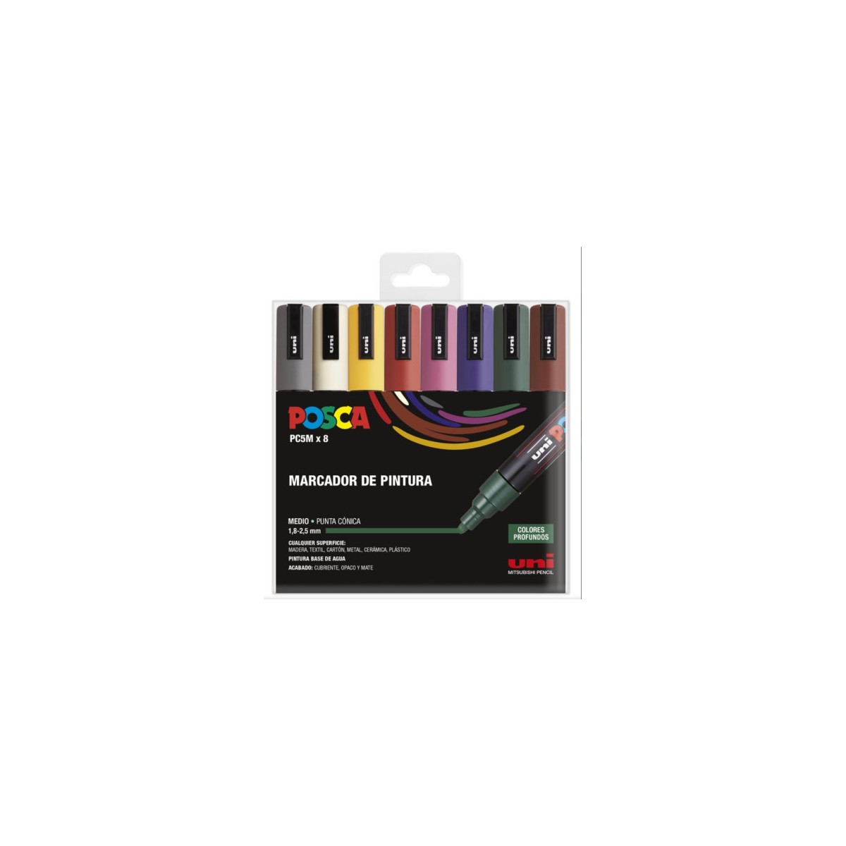 ESTUCHE 8 UDS PC 5M OSCUROS POSCA UNIBALL 182634809