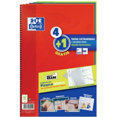 PACK 41 CUADERNO ESPIRAL CLASSIC W E FOLIO 80 HOJAS 4X4 CON MARGEN COLORES VIVOS OXFORD 400122761