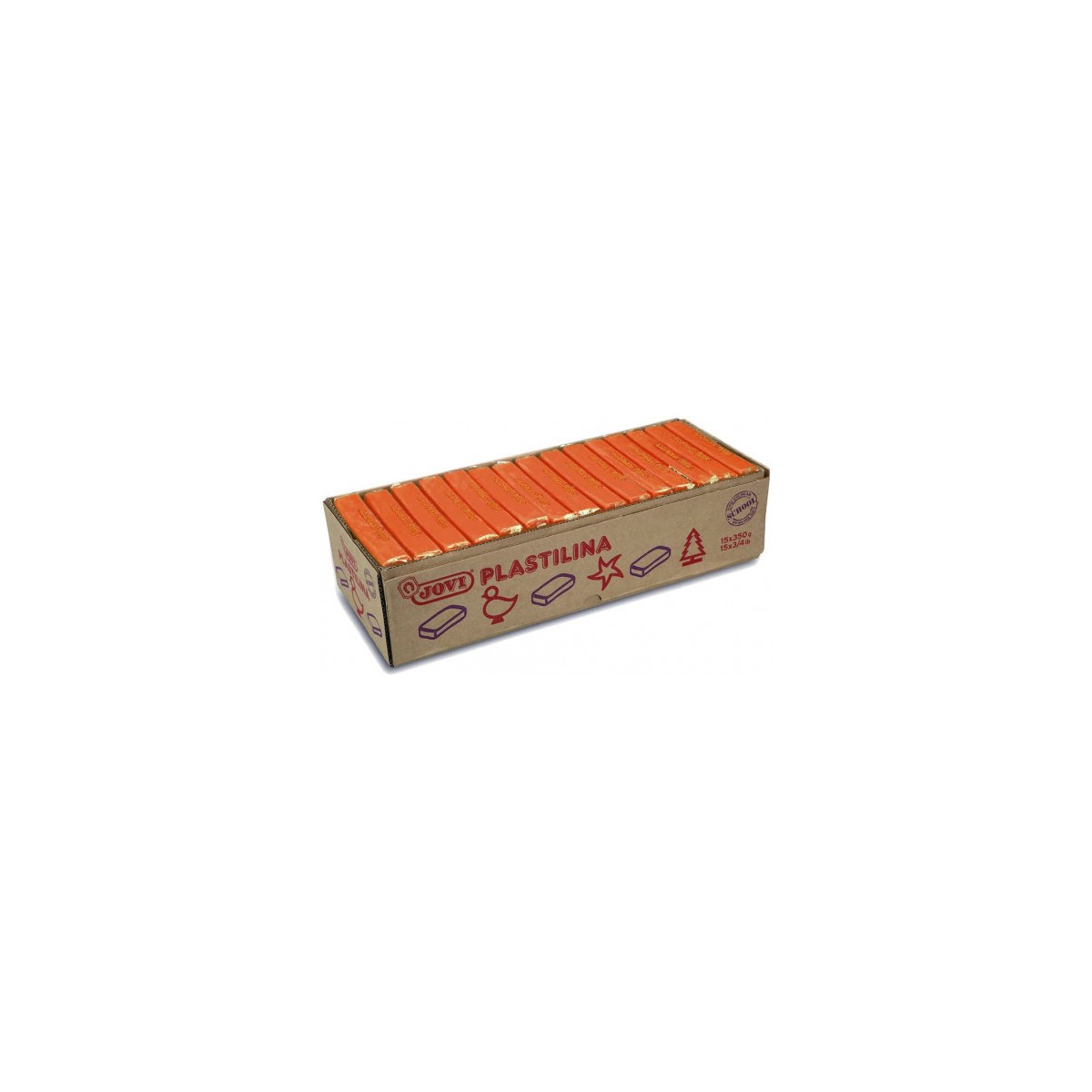 CAJA 15 PASTILLAS PLASTILINA 350 G NARANJA JOVI 7204