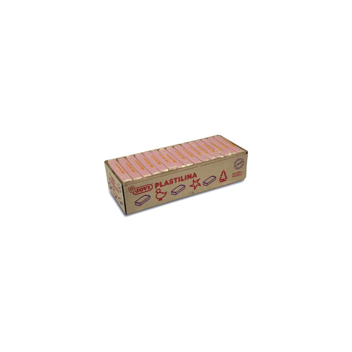 CAJA 15 PASTILLAS PLASTILINA 350 G ROSA JOVI 7207