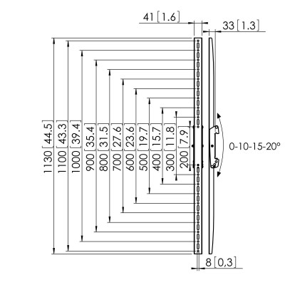 VOGELS GAMA PROFESIONAL INTERFACES VERTICALES CONNECT IT PARED SUELO TECHO Y TECHO SUELO PFS 3311 INTERFACE DISPLAY STRIP 1130M