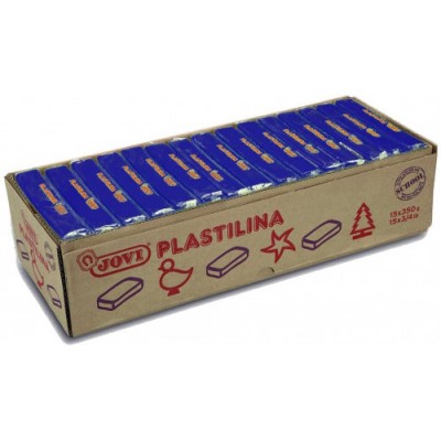 CAJA 15 PASTILLAS PLASTILINA 350 G AZUL OSCURO JOVI 7213