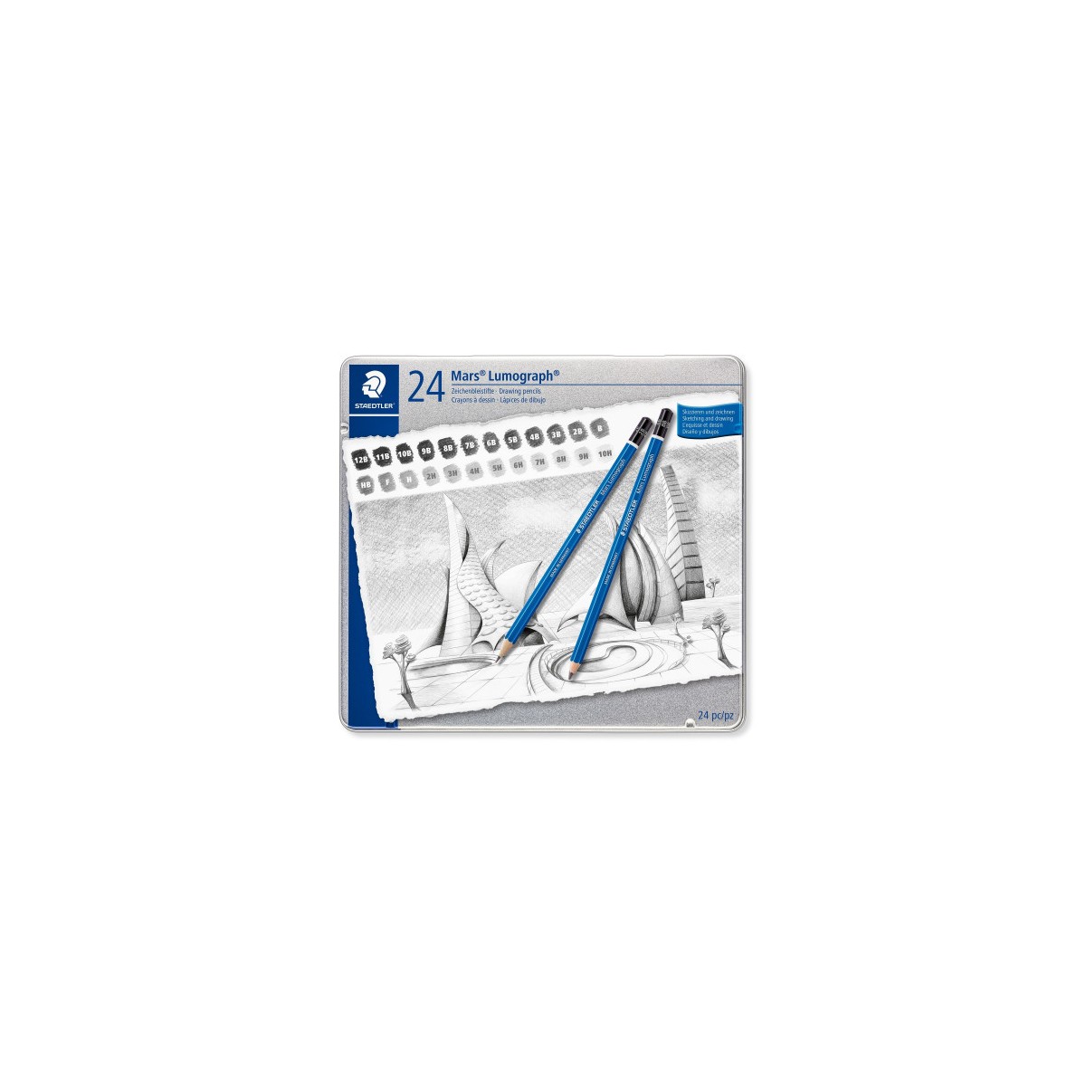 ESTUCHE DE METAL CON 24 LaPICES GRADUACIONES STAEDTLER 100 G24