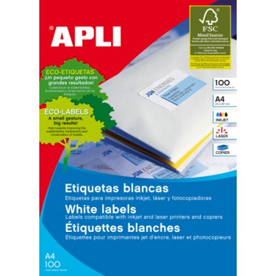 CAJA 100 HOJAS ETIQUETA BLANCA ILC 105X74 1279 APLI