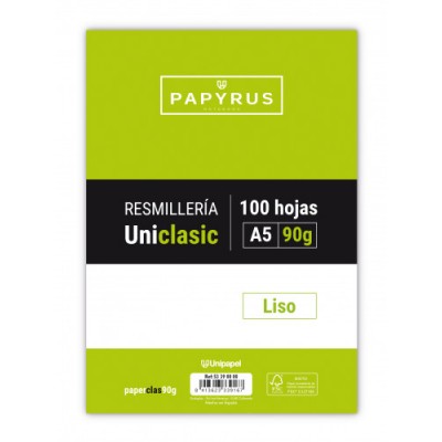 RECAMBIO PAQUETE 100 HOJAS A5 UNICLASIC 90 GR LISO SIN MARGEN PAYRUS 53390000