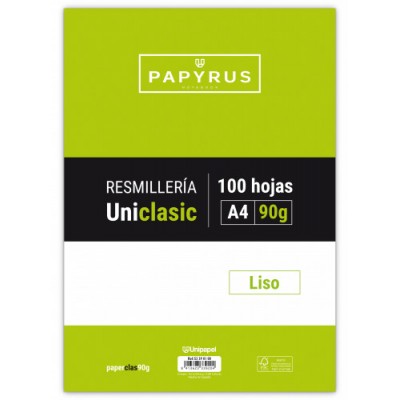RECAMBIO PAQUETE 100 HOJAS A4 UNICLASIC 90 GR LISO SIN MARGEN PAPYRUS 53390100